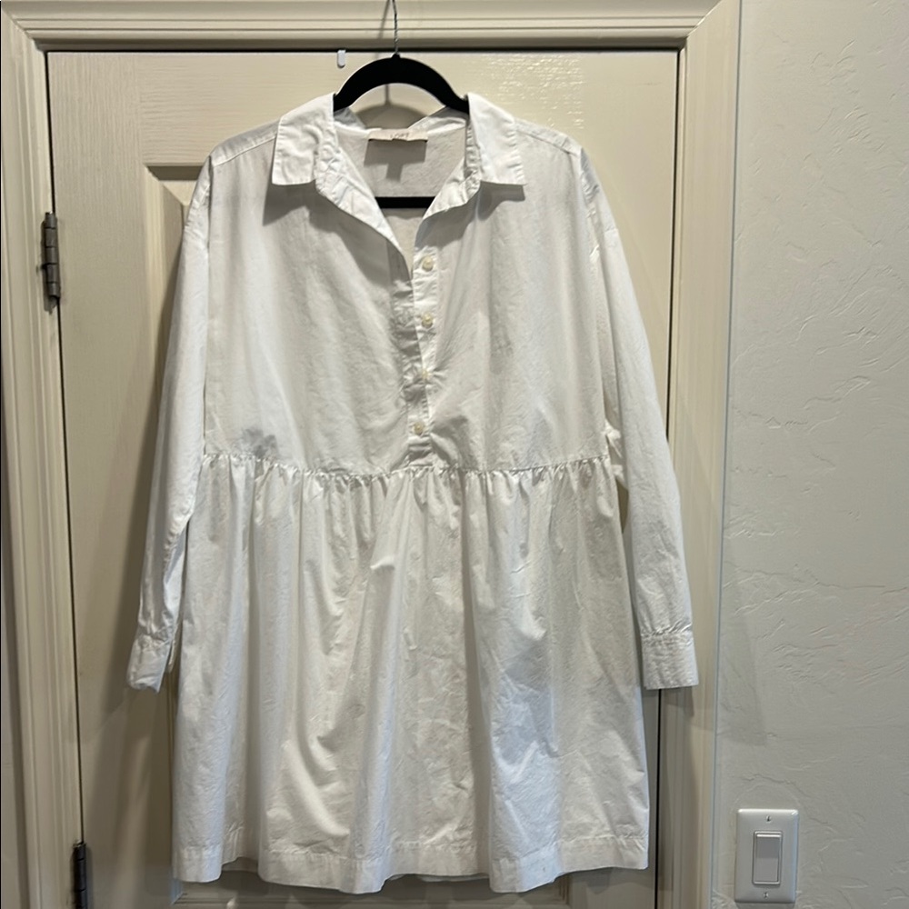 LOFT White Button-Down shirt dress